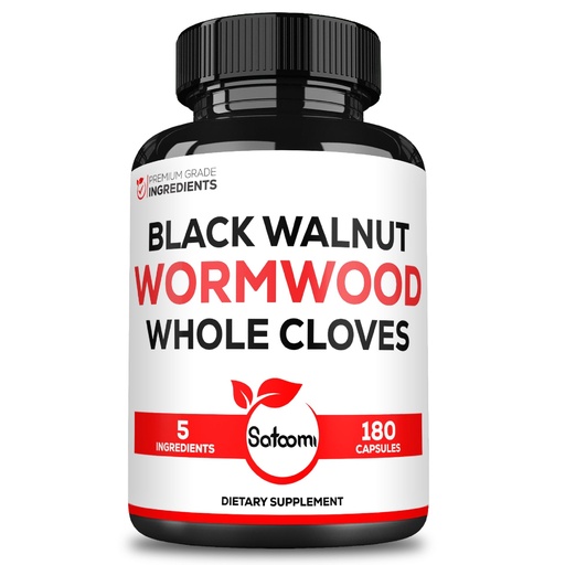 [BRSRAZAFA4MRODLJ] Satoomi 5 in 1 Wormwood Capsules Supplement - Extracted from Black Walnut, Whole Cloves, Turmeric and Berberine HCl - Immune System & Digestion Health - 180 Count -90 Day Supply