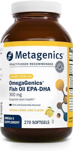 [BRSWIZQOB4FRMGDO] Metagenics OmegaGenics Fish Oil EPA-DHA 300-180 mg EPA &amp; 120 mg DHA per Softgel - Apoya el corazón, el cerebro, el ojo, la salud conjunta* - No GMO, sin gluten - GMP Certified Facility - 270 Softgels