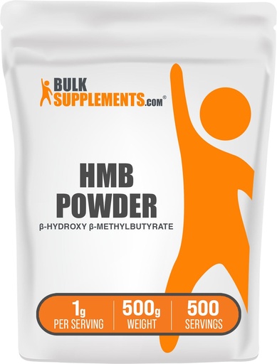 [BRSWKZIFOECGGCT2] BulkSupplements.com HMB Powder - as Calcium HMB, Beta-Hydroxy Beta-Methylbutyrate - HMB Powder Supplements, Gluten Free - 1g per Serving, 500g (1.1 lbs) (Pack of 1)