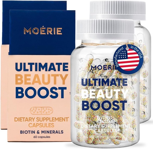 [BRSW2CANBEBWAGQ7] Moerie Hair Growth Supplement for Women & Men - Hair Skin and Nails Vitamins With Biotin, Q10 & Minerals - For Thicker, Fuller Hair & Hair Loss Treatment - Advanced Beadlet Delivery System - 120 Pills