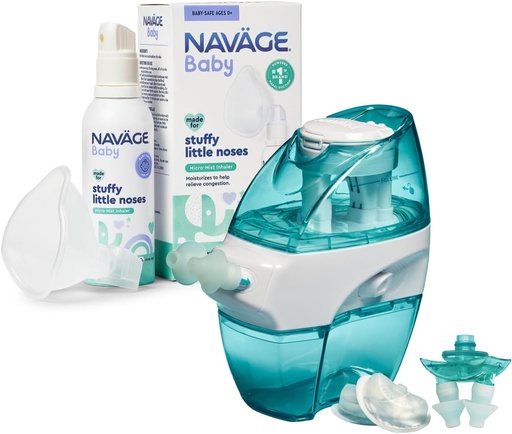 [BRSRABA6DECBOGTF] Navage Multi-User Family Kit with 30 SaltPods and Baby Mist Bundle – Saline Nasal Irrigation for Adults and Continuous Saline Mist for Infant Congestion Relief