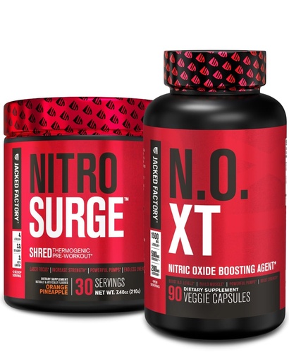 [BRSRMAQQCB5RSHY3] Jacked Factory Nitrosurge Shred Thermogenic Pre-Workout in Orange Pineapple & N.O. XT Nitric Oxide Booster for Men & Women