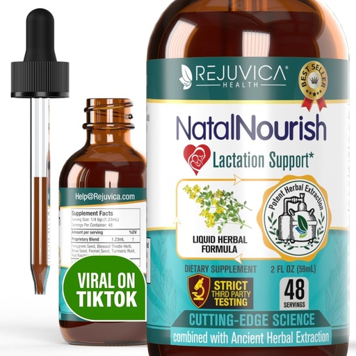 [BRSWGZL5OJ7QY3T4] Rejuvica Health NatalNourish - Advanced Lactation Support Supplement - Liquid Delivery for Better Absorption - Fenugreek, Blessed Thistle, Anise, Fennel & More!