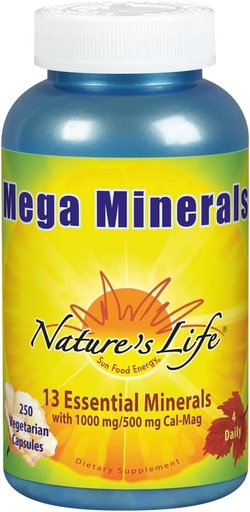 [BRSWIYTYCUPRSG3I] Nature's Life Mega Minerals Complex | Complete Multi Mineral + Vitamin D Supplement | 250 Vegetarian Capsules