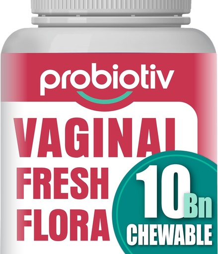 [BRSROBLROUPA4A34] Vaginal Probiotikoak 10 mila milioi CFU + Prebiotikoak - Vaginal Health onartzen du, Vaginal pH Balance mantentzen du eta Feminine Freshness, Strawberry-Flavored Tablets sustatzen du