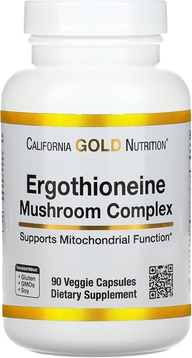 [BRSROFD3AR6RGYDB] California Gold Nutrition Ergothioneine Mushroom Complex with Organic Maitake, Organic Oyster, Organic Lion's Mane Mushroom Extracts and L-Ergothioneine, 90 Veggie Capsules