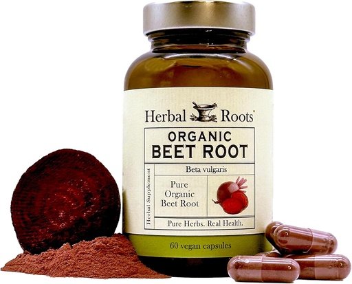 [BRSRMZTROIBAIC3L] Helbal Roots Orguec Beet Root Powder Capules - 1.500mmg per Serviing - Orgueic USDA - No-GMO - 60 comte Vegan Capules