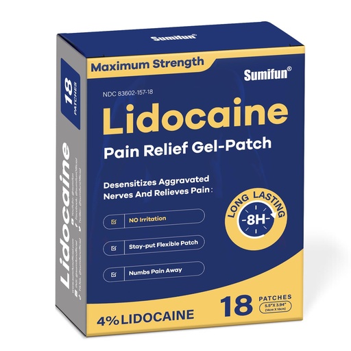 [BRSRAATQBMIBQAI6] Sumifun 4% Lidocaine Pain Relief Patches - OTC Maximum Strength – Flexible & Long-Lasting, 18-Count Lidocaine Patches for Back, Neck, Muscle, Joint Pain - Unscented Pain Patch