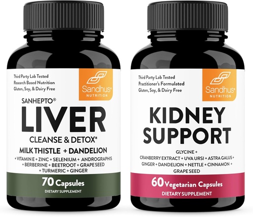 [BRSRAHY2A4HWE2Q7] Sandhu's Liver Detox & Nurn Support Combo | Støtter Liver, Nyre og Urin Tract Health