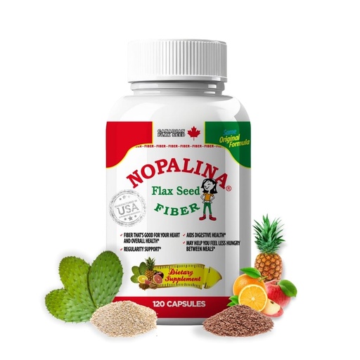 [BRSWKFA2PJ6RMAY7] Nopalina Fiber Formula | 120 Capsules | Flax Seed, Psyllium, Oat and Wheat Bran, Omega 3, 6 & 9 | Gut Health & Regularity | The Original