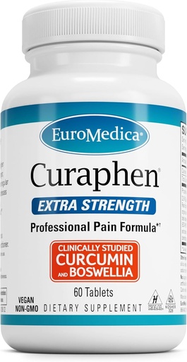 [BRSWIEIRDJ4GYHTK] EuroMedica Curaphen Extra Putere - Curcumin & Boswellia Supliment pentru suport circulatie sanatoasa - Supliment Turmeric pentru a sprijini articulatii, sanatate musculara & Endorphin productie - 60 comprimate