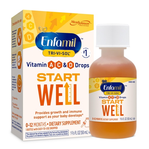 [BRSWIG3YOUBRKHDA] Enfamil Tri-Vi-Sol Infant Multivitamin Drops, Supports Growth & Immune Health for Babies, 50mL Bottle​