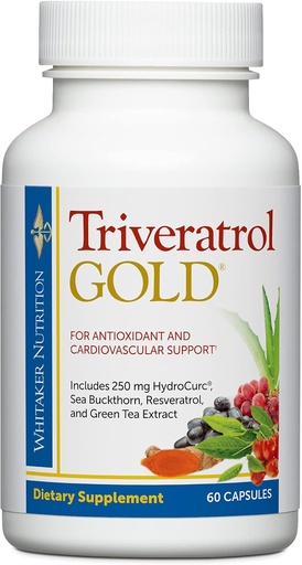 [BRSWIGL7BZ4RMDTU] Dr. Whitaker Triveratrol Gold - Sveikas senėjimo papildas su Aloe Vera, Green Tea ir Turmeric Resveratrol & Ekstraktais - Teikia antioksidantą ir širdies bei kraujagyslių paramą (60 kapsulių)