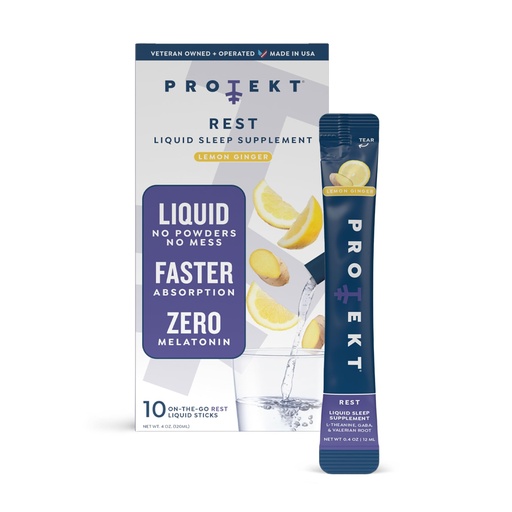 [BRSRAYL2CUBWO2Y7] PROTEKT GABA L Theanine Supplement | Melatonin-Free Sleep Aid for Adults | Valerian Root for Night Support & Restful Sleep | GABA Calm Liquid Drink Mix for Adults | Lemon Ginger, Pack of 10