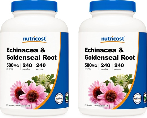 [BRSWGEANCEDW2F3P] Nutricost Echinacea & Goldenseal Root, 500mg, 240 Capsules (2 Bottles) - Veggie Caps, Non GMO, Gluten Free