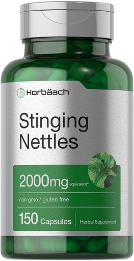 [BRSROEIPOQMAOE3K] Horbäach Stinging Nettle Capsules | 150 Count | Herbal Leaf Extract Supplement | Non-GMO, Gluten Free
