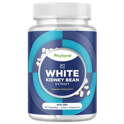[BRSRMZL4BENWYELA] Phytoral White Kidney Bean Extract Carb Blocker - White Kidney Beans Supplement for Metabolism Boost & Ease Calories from Starchy Food - Carb Control Supplements - 120 Count