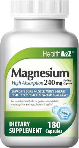 [BRSWYFQOOJYRYD3A] High Absorption 100% Chelated Magnesium | Supports Bone* | Muscle* | Nerve & Heart Health* | 240mg -180 Capsules