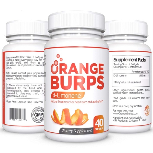 [BRSWYBT5BUAQ4AA4] Orange Burps | D-Limonene Supplement - Acid Reducer (Antacid for Acid Reflux), Heartburn Relief, GERD Relief, and Indigestion Relief | Orange Peel Extract for Health and Wellness (1,000 mg, Pack of 3)