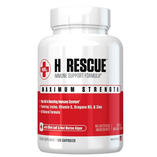 [BRSWKEAHOYBB43A3] Re+Gen Nutrition H Rescue Immune Support Supplement for Adults, Capsules with Zinc, Vitamin C, L lysine Amino Acid & Oregano Oil for Immunity Health in Men & Women, 120 Capsules