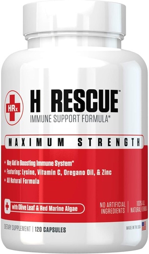 [BRSWKEAHOYBB43A3] Re+Gen Nutrition H Rescue Immune Support Supplement for Adults, Capsules with Zinc, Vitamina C, L lysine Amino Acid &amp; Oregano Oil for Immunity Health in Men &amp; Women, 120 Capsules