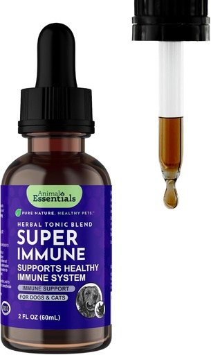[BRSWIZTRDF6QGA3O] Animal Essentials Super Immune - Dog ' Cat Immune Support for Puppies with Olive Leaf Extract " Echinacea, Olive Root for Dogs, Supports Respiratory Health " Overall Wellness - 2 fl oz