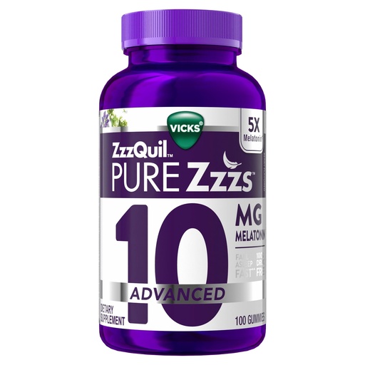 [BRSROC33DJ6AAEL2] ZzzQuil Pure Zzzs Advanced Melatonin Gummies, Melatonin 10mg, Sleep Aid, with Chamomile & Lavender, Melatonin Sleep Gummies, Sleep Aids for Adults, Berry Flavored, 100 Sleep Gummies