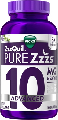 [BRSROC33DJ6AAEL2] ZzzQuil Pure Zzzs Advanced Melatonin Gummies, Sleep Aid with Chamomile & Lavender for Adults Berry Flavored, 100 Count