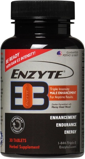[BRSWKYANDEGQ4CTE] Enzyte3 ® Mænds Vitality & Performance Support - Energi, Stamina, Endurance - med L- Citrullin, Epimedium, Guarana Seed Extract & Mere - 30 tabletter