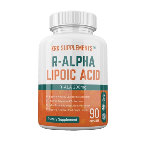 [BRSWIAIYOAEBEFL2] KRK SUPPLEMENTS 1 Pack R-ALA R-Alpha Lipoic Acid 200mg 90 Capsules