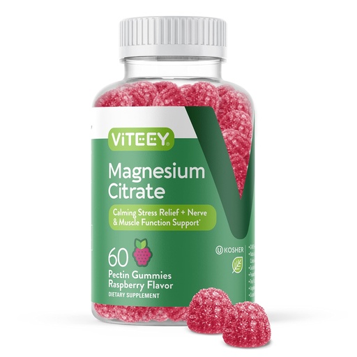 [BRSW2GICCJ5QYCT7] Viteey Magnesium Gummies for Adults - 66mg of Magnesium Citrate Gummy | for Calm, Sleep, Nerve & Muscle Function Support - Vegetarian, Gluten Free - 60 Count