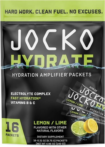 [BRSROZALC4IAE2DA] Jocko Fuel Packets Low Sugar - Hydration Amplifier Packets for Recovery, Dehidratation, & Experiise - Vitamins B6, B12 & C (16 csomag) Lemon Lime