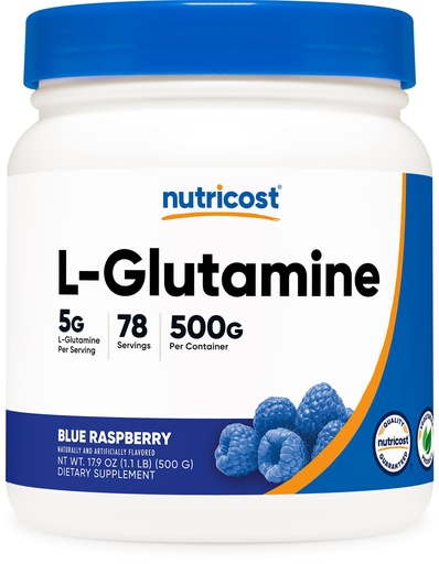[BRSWKHYKCAPQECQ5] Nutricost L-Glutamine Powder (500 Grams) (Blue Raspberry)