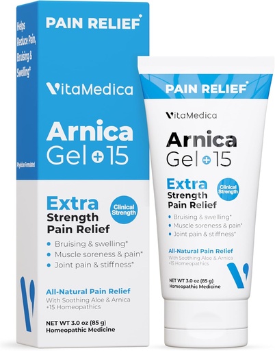 [BRSROZIFCJYWAAI6] VitaMedica Arnica Gel Plus 15 sendatzeko landare konposatuak, indar estraren formulazioa Bruising, Swelling, Joint Pain, Muscle Soreness & Stiffness, All-Natural, PlantBased Pain Relief
