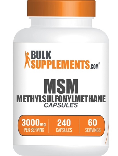 [BRSRM2YYPIMW2E3X] BulkSupplements.com MSM Capsules - Methylsulfonylmethane, MSM 3000mg - Joint Supplements, Gluten Free, 4 Capsules per Serving, 240 Count (Pack of 1)