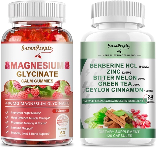 [BRSRAAQZCUPGYDQ7] GREENPEOPLE Magnesium Glycinate Gummies & Berberine