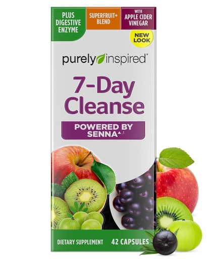 [BRSWKZALAIDGIFL2] Purely Inspired 7-Day Detox Cleanse - Whole Body Cleanse & Detox Pills for Women & Men, Powered with Senna Leaf, Vitamin C, Apple Cider Vinegar, Digestive Enzymes & Probiotics - 42 Acai Berry Capsules