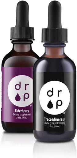 [BRSW2GQDDIDRQFI6] Drop suplements Organic Trace Minerals Electrolyte Drops and Organic Elderberry 2 Oz Liquid Drops Bundle