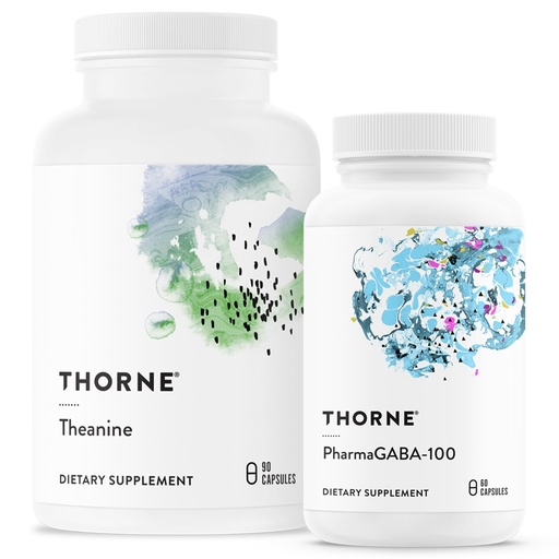 [BRSROBIBBMOQMYDH] THORNE - Relax & Restore Bundle - L-Theanine and PharmaGABA-100 Duo for Stress Relief & Relaxation - 60 to 90 Servings