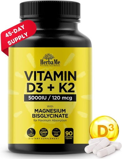 [BRSRAYY7AENQYCQY] Vitaminas D3 5000 TV + K2 su magnio bisglicinatu Max Absorbcija