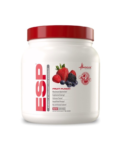 [BRSWEC32BMORYCLK] Metabolic Nutrition, ESP, Energy and Endurance Stimulating Pre Workout, Pre Intra Workout, High Energy and Mental Focus, Stimulating Workout Supplement, Fruit Punch, 300 Grams