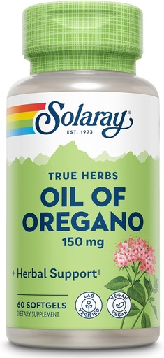 [BRSWIYQTPJ4AYGY3] SOLARAY Oil of Oregano Softgels 150 mg - Oregano Oil Supplement for Powerful Wellness Support - Gentle Digestion - Extra Virgin Olive Oil Base - Vegan, 60-Day Guarantee - 60 Servings, 60 Softgels