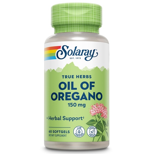 [BRSWIYQTPJ4AYGY3] Solaray Oil of Oregano Softgels - Oregano Oil Capsules with Carvacrol, Pure Extract, Extra Strength Formula, 150 mg Per Capsule - 60 Vegan Softgels