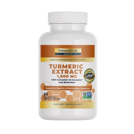 [BRSWIAY2CB6BMALU] Nature's Lab Turmeric Extract with Curcumin C3 & BioPerine 1000mg - Promotes Cardiovascular, Digestion and Immune Health - 60 Capsules (30 Day Supply)