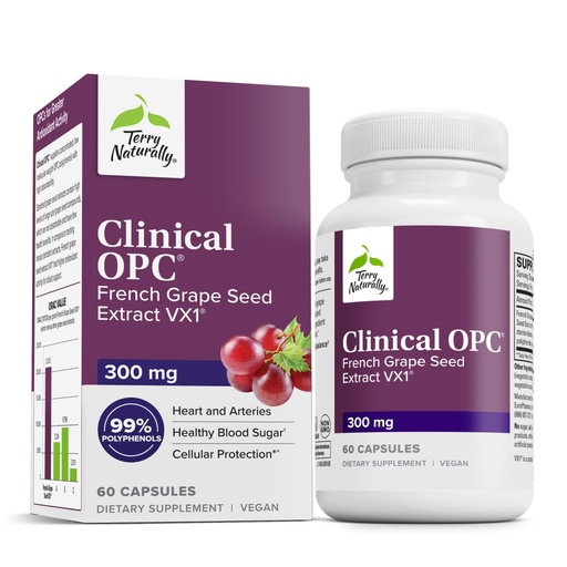 [BRSWECQODIPAACTP] Terry Naturally Clinical OPC - Cardiovascular Health & Focus Support Supplement - Dietary Supplement with Grape Seed Extract & Sunflower Lecithin - Immune Support Supplement - 300 mg, 60 Softgels