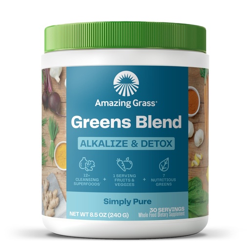 [BRSWIHIICVYAKG3U] Amazing Grass Greens Blend Alkalize & Detox: Smoothie Mix, Cleanse with Super Greens & Beet Root Powder, Digestive Enzymes, Prebiotics & Probiotics, 30 Servings (Packaging May Vary)
