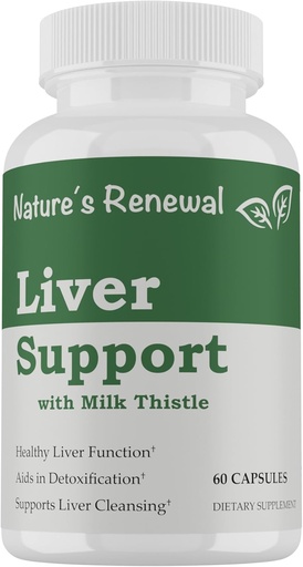 [BRSRMHAFCMNW2CTP] Nature's Renewal Liver Support Supplement – Cleanse Detox Repair Renew Recovery Formula with Milk Thistle, Dandelion Root, Artichoke Extract, Choline, Turmeric – 60 Capsules