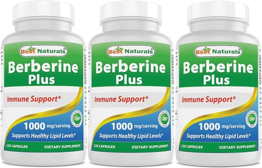 [BRSWGGL2BUPAG3DH] Best Naturals Berberine Plus 1000 mg/Serving 120 capsule - (Pack of 3)