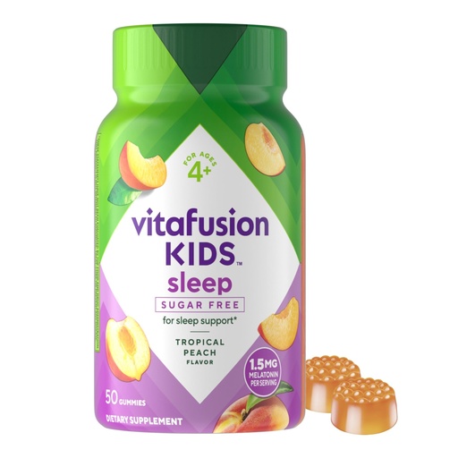 [BRSWYZ36DMFBEHQY] Vitafusion Kids Melatonin Gummy Supplements, Tropical Peach Flavored Sleep Support Supplements (1), 50 Count