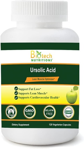 [BRSW2YIPCUCRED3L] Ursolic Acid 200 mg Gelatin Free Non-GMO Made in USA, 120 Count